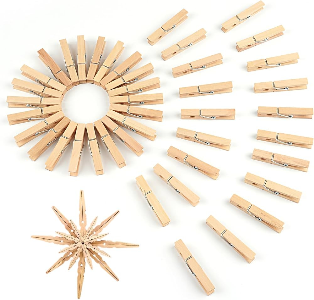 74 Pack Clothes Pins Wooden, 2.85 Inch Clothes Pins, Multi-Purpose Clothespins for Hanging Clothe... | Amazon (US)