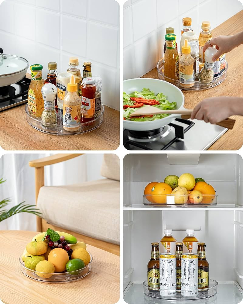 Roninkier Clear Lazy-Susan Turntable Cabinet-Organizer – 2-Pack 11-Inch Lazy Susan Spice-Rack S... | Amazon (US)