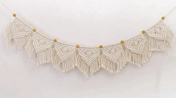 Macrame Boho Bunting, Bohemian Banner, Macrame Garland, Boho Wall Hanging, Wedding, Baby gift, Nu... | Etsy (US)