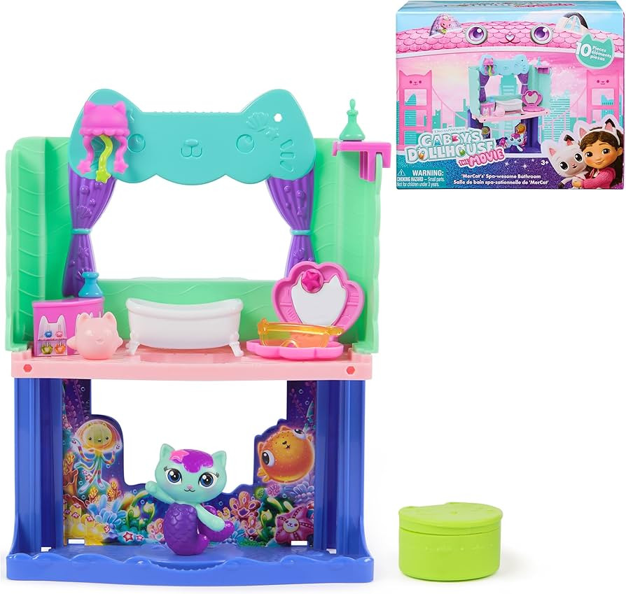 Gabby's Dollhouse: The Movie, MerCat's Spa-wesome Bathroom, Toy Figure, Dollhouse Accessories & S... | Amazon (US)