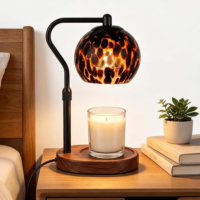 Candle Warmer Lamp with Timer, Adjustable Height, Tortoise Shell Decor | Amazon (US)