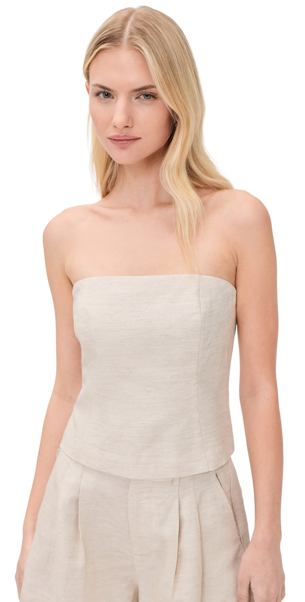 Good American Linen Blend Strapless Top Oat S | Shopbop