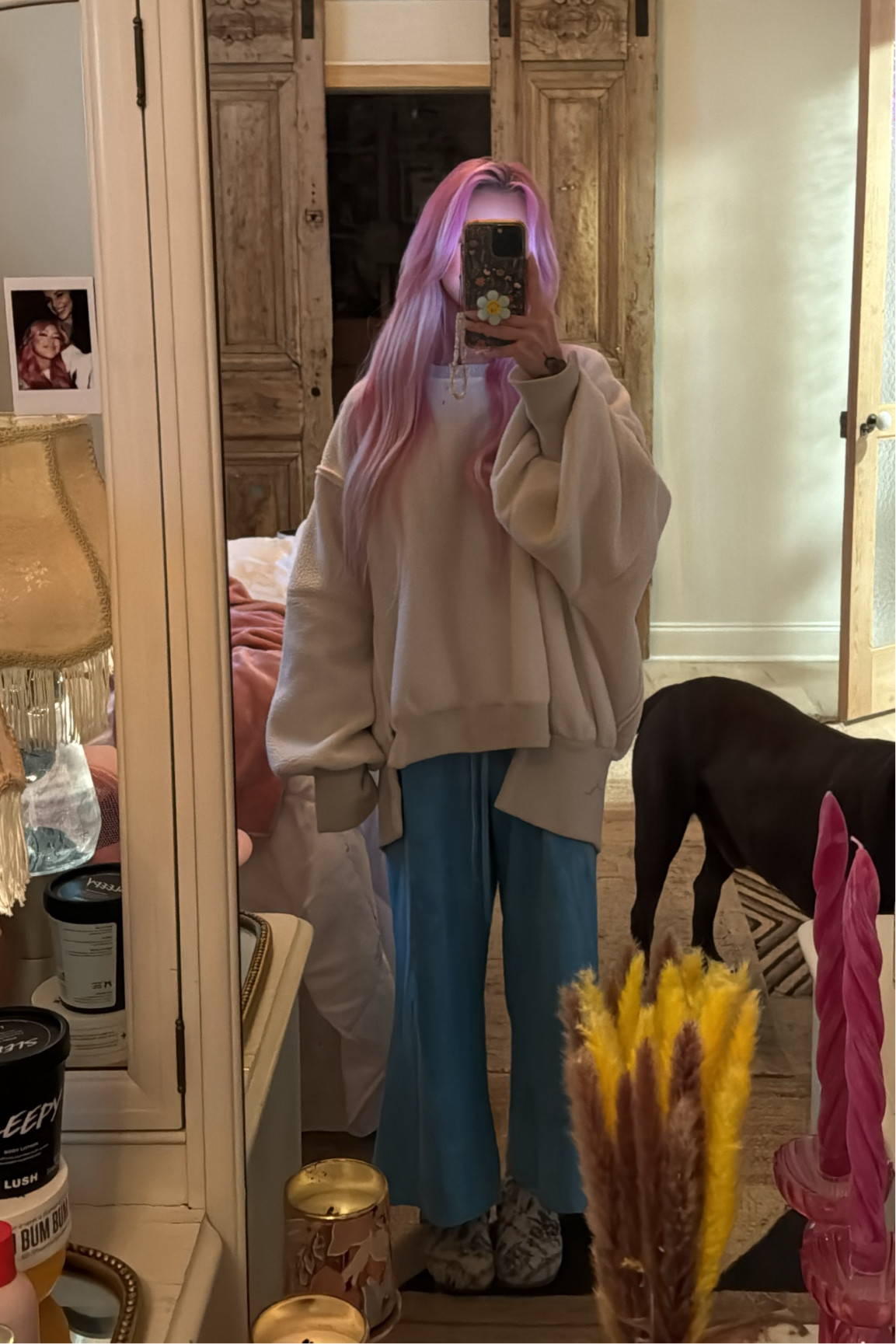 oversized sweater is the goat!! ordered my normal size, it’s made to be oversized 
CKsquared code; allynicole 
older *out of stock* pants, linking similar 🤍