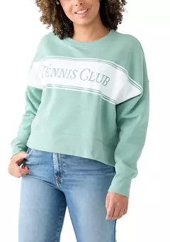Oak & Trellis Women's Relaxed Fit Long Sleeve Tennis Club Graphic Sweatshirt | Belk