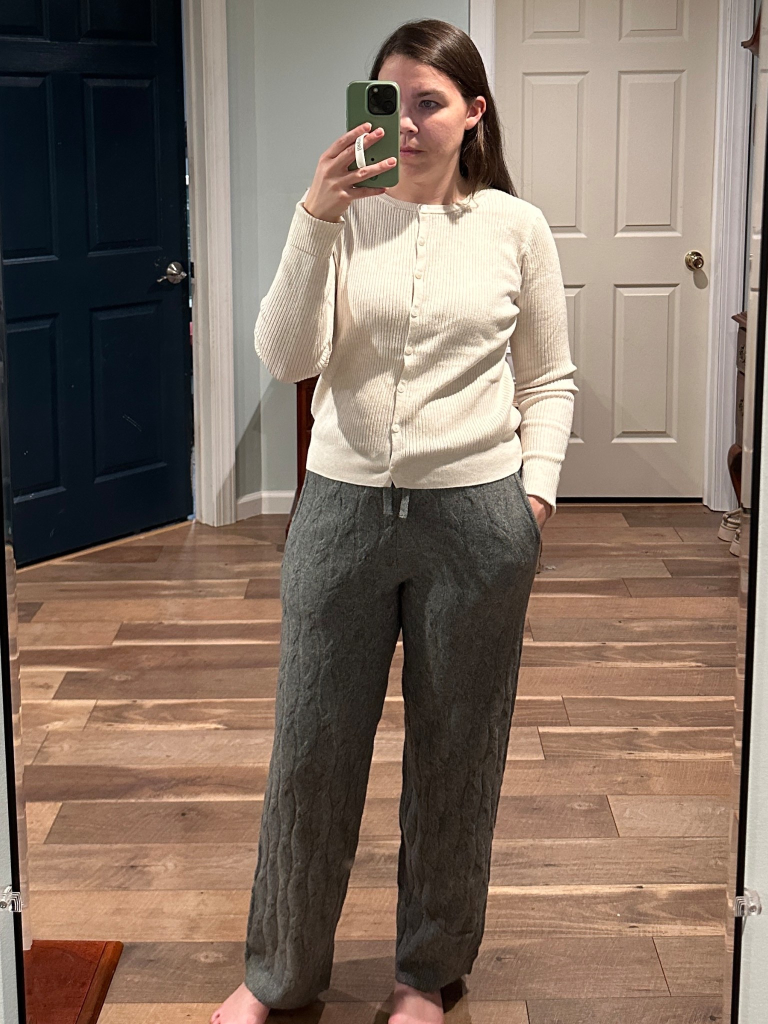 I’m obsessed with these cozy pants right now! I love this lightweight cardigan because I can wear it around the house but also it’s nice enough for work! Wearing a medium in the top, and a small in the pants. 

#LTKFindsUnder50 #LTKGiftGuide #LTKootd