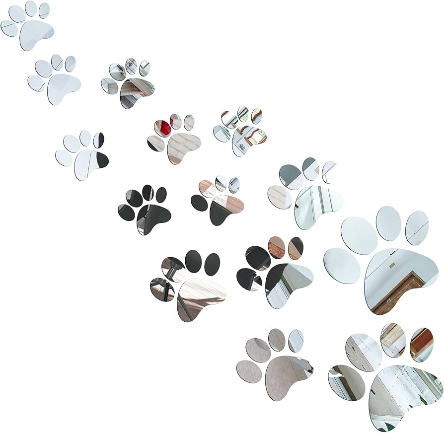 Tenare 14 Pieces Paw Mirror Decals Dog Footprints Stickers Acrylic Paw Stickers Removable Wall De... | Amazon (US)