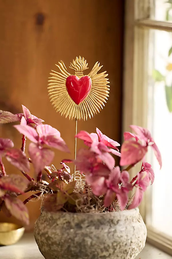 Enameled Rays Heart Medallion Stake | Anthropologie (US)