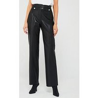 Boss Tatawa Coated Bootcut Faux Leather Trouser - Black | Very (UK)