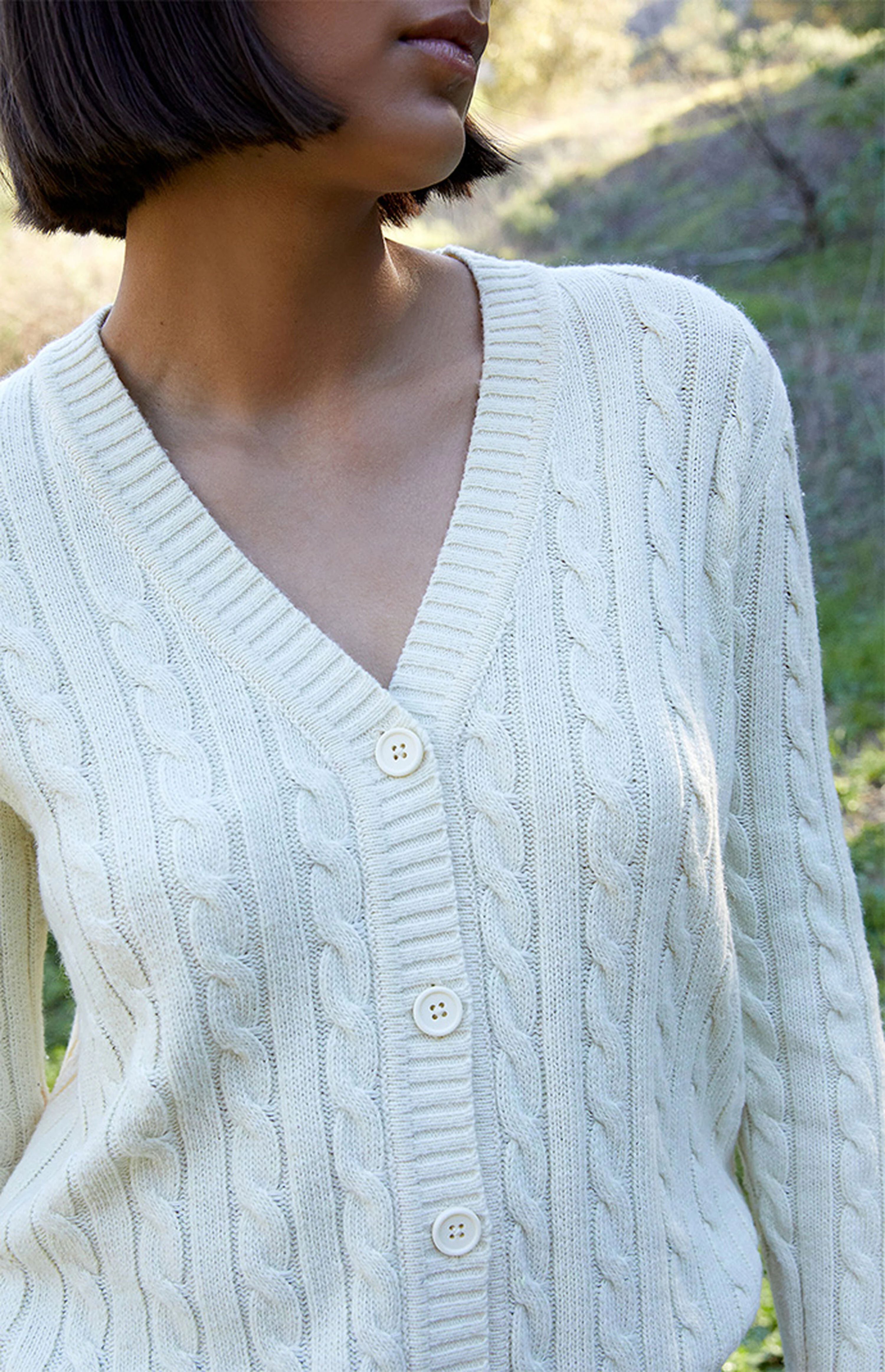 John Galt White Cable Stitch Cardigan | PacSun