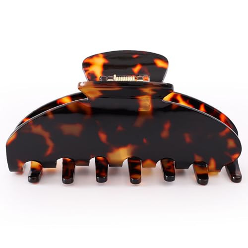 Dwenarry Big Hair Claw Clips for Thick Hair, Tortoise Shell Nonslip Large Black Hair Clips, Celluloid Butterfly Jaw Clips, Strong Hold for Women | Amazon (US)