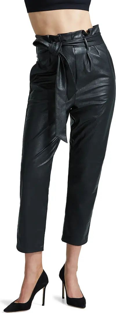Faux Leather Paperbag Waist Crop Pants | Nordstrom