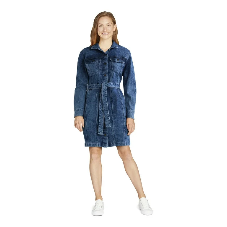 Time and Tru Women's Denim Utility Dress with Belt, Sizes XS-XXXL | Walmart (US)