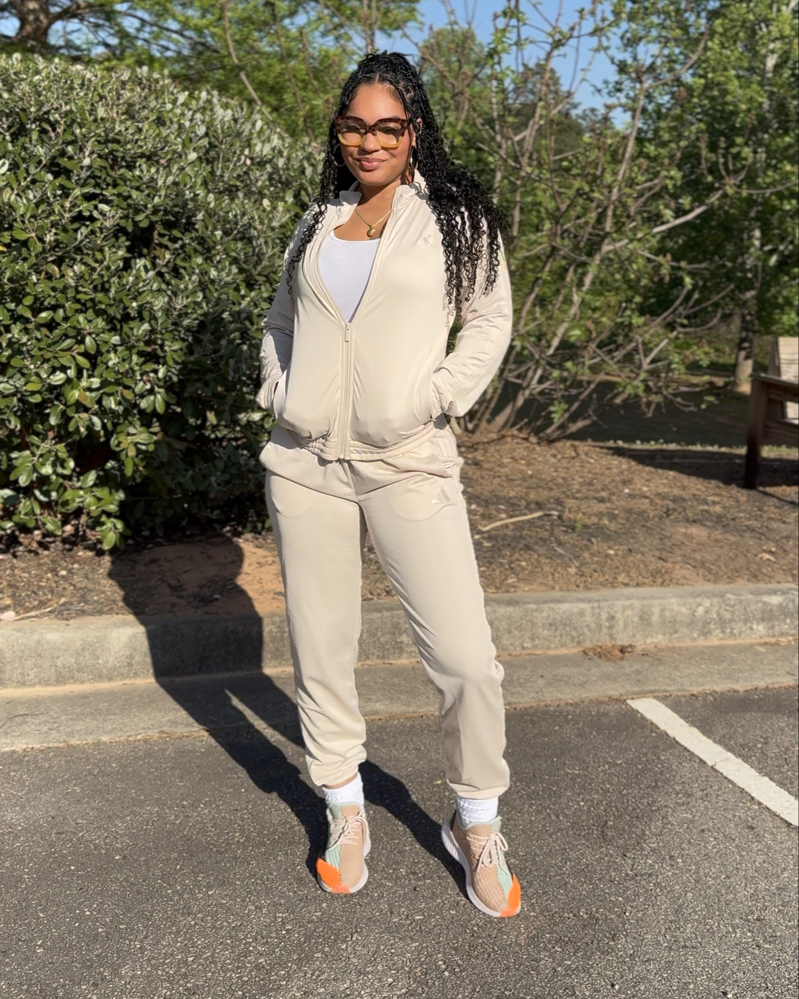 This adidas set is super comfortable but THE COLOR is what stole my heart. The fabric feels even softer than the regular sets (trust me I have 3) and this neutral color is perfect for cool summer days/nights. 

#LTKdayinmylife #LTKootd #LTKActive
