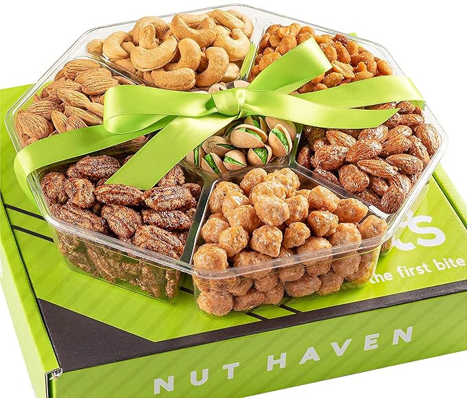 Holiday Christmas Nuts Gift Basket - Assortment Of Sweet & Roasted Salted Gourmet Nuts - Assorted... | Amazon (US)