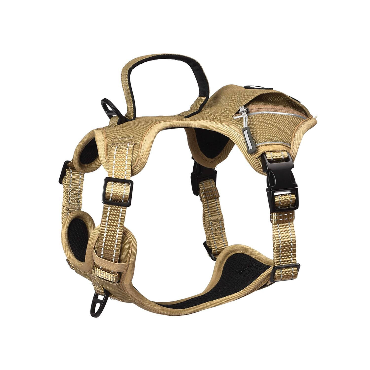 PET MARVEL - High-Perfomance Tactical Dog Harness with Poop Bag Holder, No Pull Front Clip & Metal Buckles, XL - Brown | Best Buy U.S.