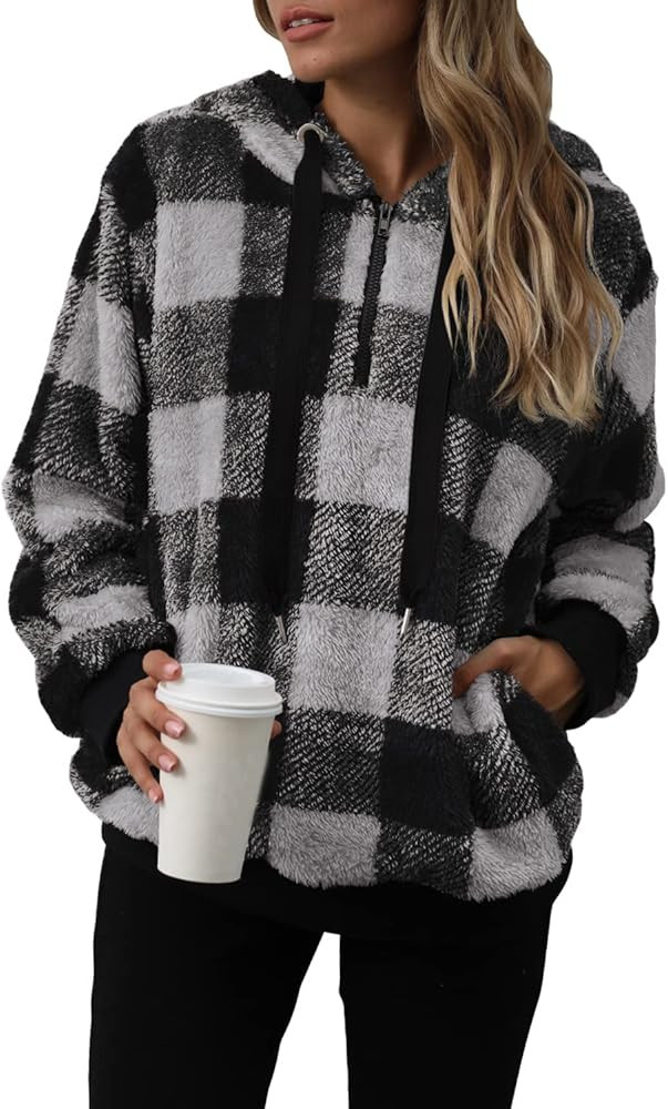 Yanekop Womens Fuzzy Fleece Pullover Oversized Sherpa Jacket Half Zip Pullover Sweaters Winter Fa... | Amazon (US)