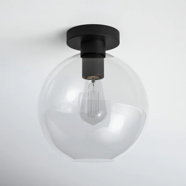 Childerley Single Light Glass Semi Flush Mount | Wayfair North America