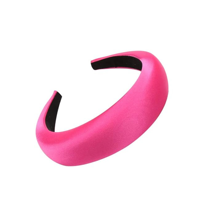 Satin Padded Headbands for Women Solid Plastic Thick Hair Hoop Girls Sponge Non-slip Hairbands Ha... | Amazon (US)