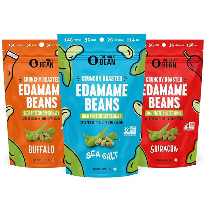 The Only Bean Crunchy Dry Roasted Edamame Beans (Variety Pack), Low Carb Keto Healthy Snacks For ... | Amazon (US)