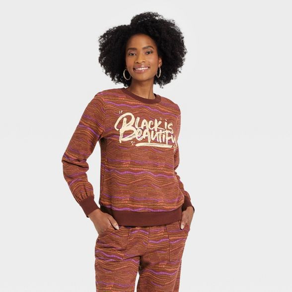 Black History Month Women's "Black Is Beautiful" Graphic Sweatshirt - Brown | Target