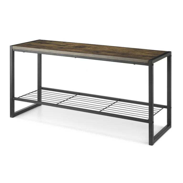 Whitmor Modern Industrial Entryway Bench with Shoe Storage, Brown | Walmart (US)