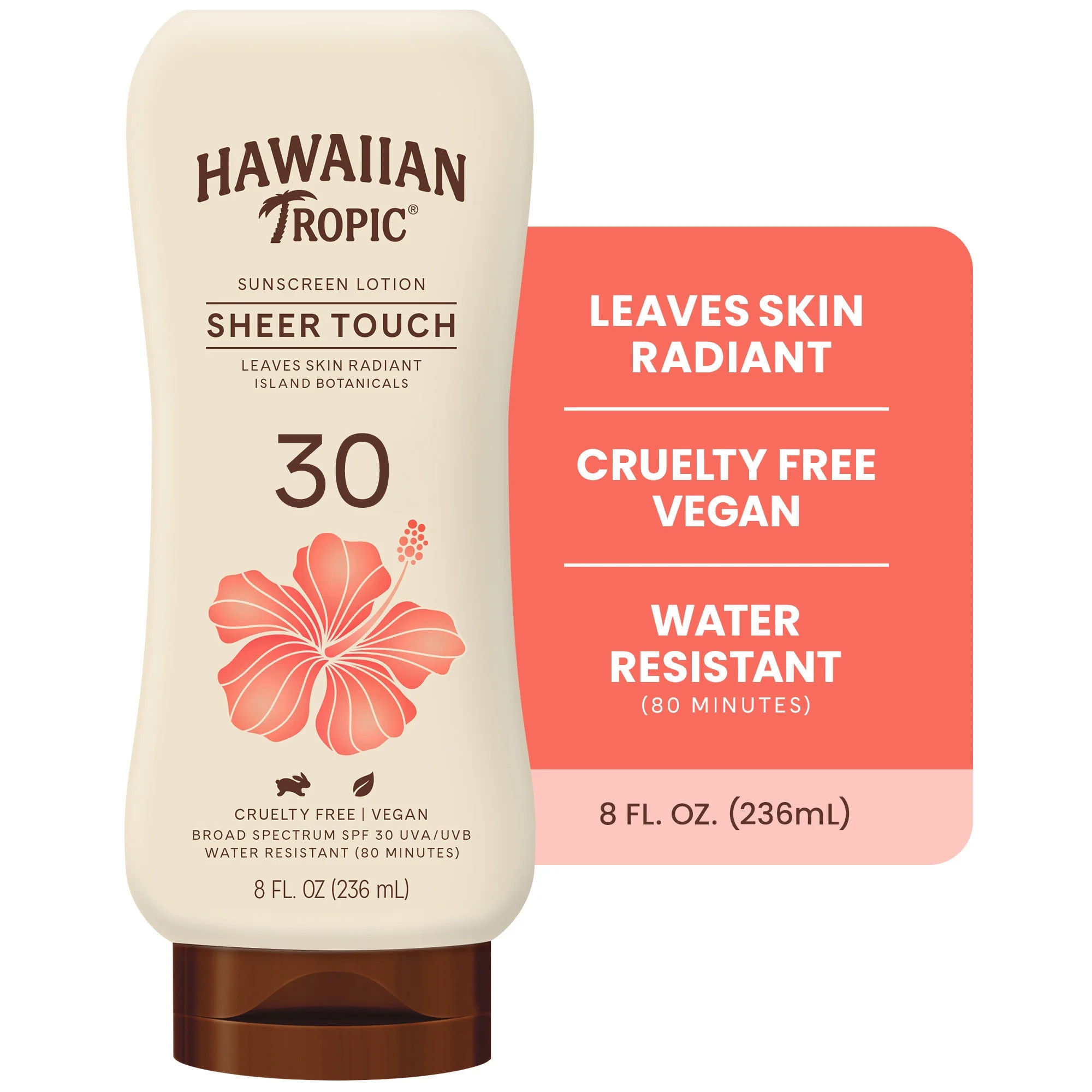 Hawaiian Tropic Sheer Touch Ultra Radiance Lotion Adult Sunscreen SPF 30, 8 fl oz | Walmart (US)