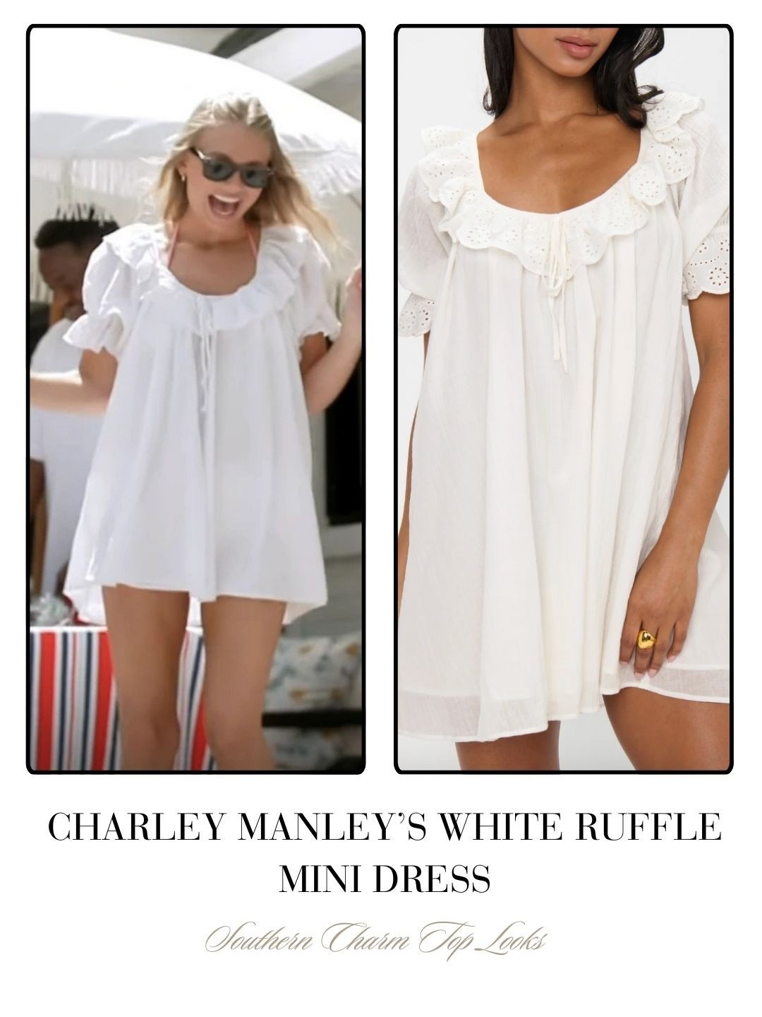 Charley Manely’s White Ruffle Mini Dress