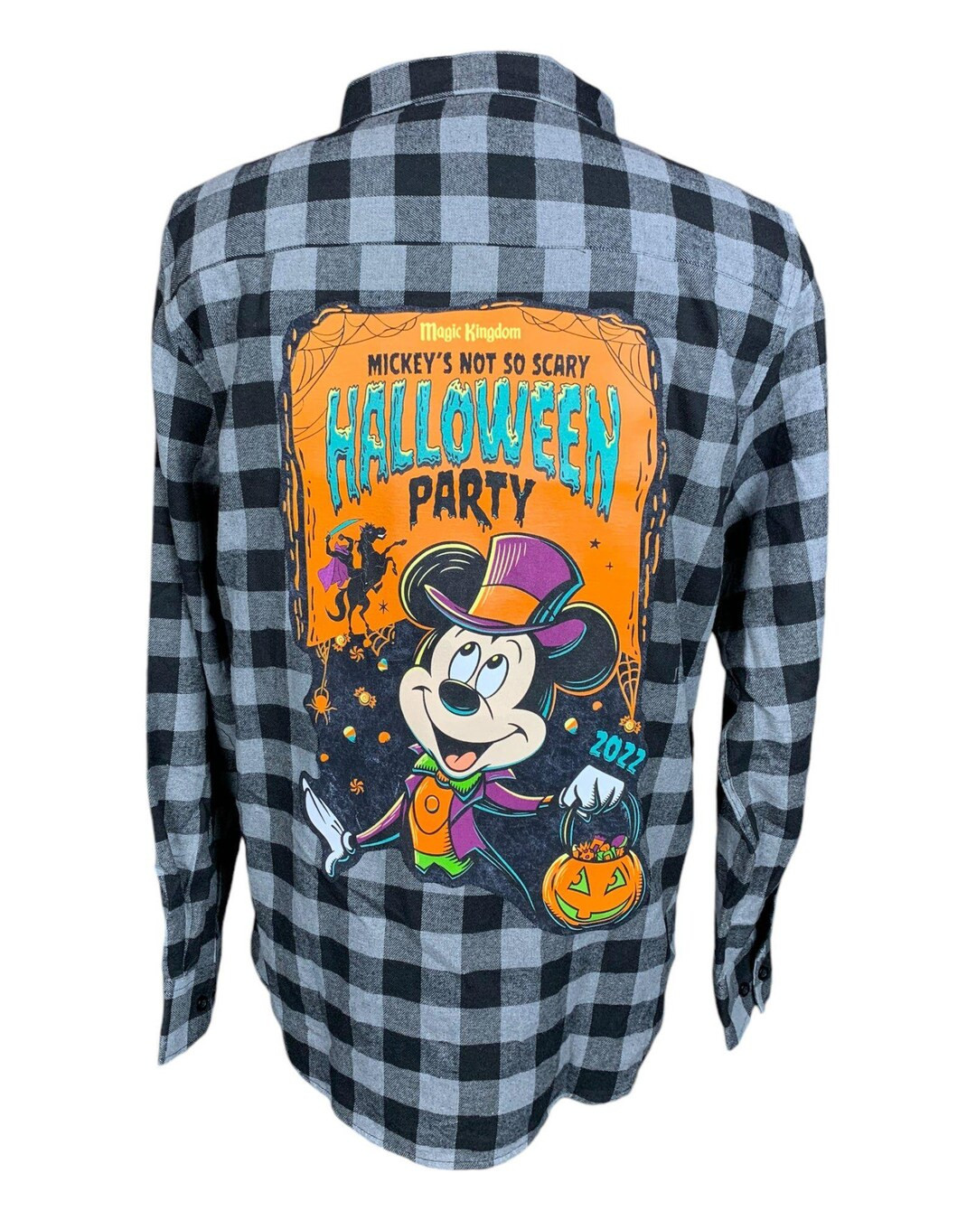 Mickeys Not so Scary Halloween Party Flannel Shirt | Reworked, Upcycled, Kid Friendly Horror Shir... | Etsy (US)