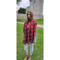 Irish Soft Lambswool Shawl, Oversized Scarf, Stole - Royal Stewart Tartan/Plaid 100% Wool 71""X20""(180cm X 50cm Handmade in Ireland | Etsy (US)