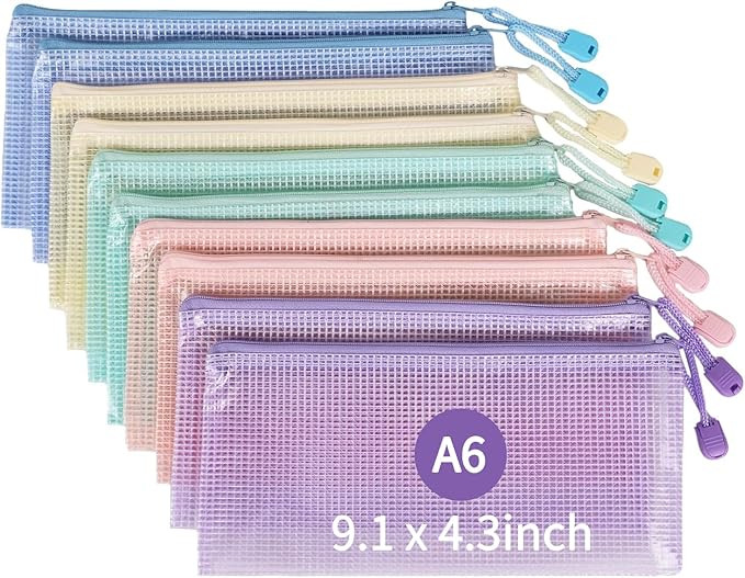 Multibey 10 Pack Mesh Zipper Pouch Bags -A6 Size Waterproof Zipper Bags Organizer Durable Pouches... | Amazon (US)