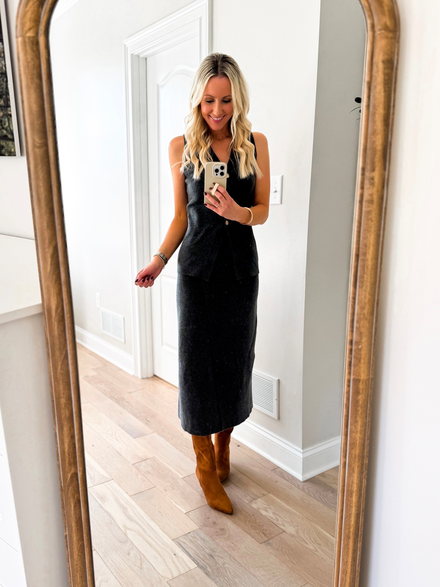 Fall outfit idea for work // new from Target! Our fave, viral sweater vest now has a matching skirt! So classic + chic! Three colors available in both, sizes XS-4X. Has a v-neckline, full button front, long length hem, and a regular fit. Have you seen my try-on reel? And this wrap midi skirt dress is so comfy, yet elevated! I’m 5’7” and grabbed my true size xs in both. Dress up for work with boots, heels, or flats. Or dress down for the weekend with sneakers! Also perfect for date night and special occasions this fall!

#LTKWorkwear #LTKStyleTip #LTKFindsUnder50