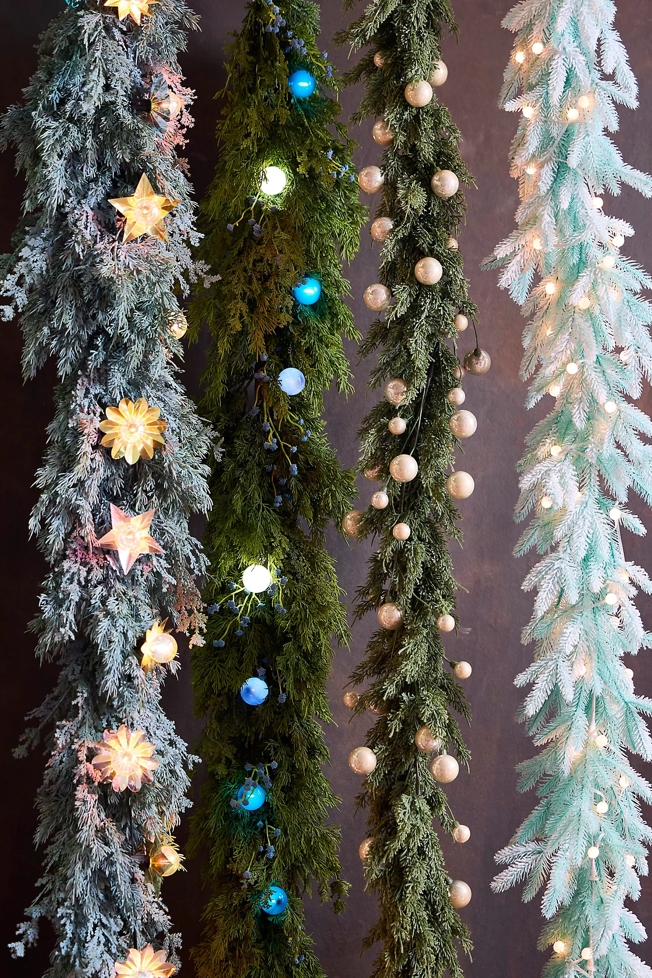 Flocked Mint Faux Fir Garland | Anthropologie (US)