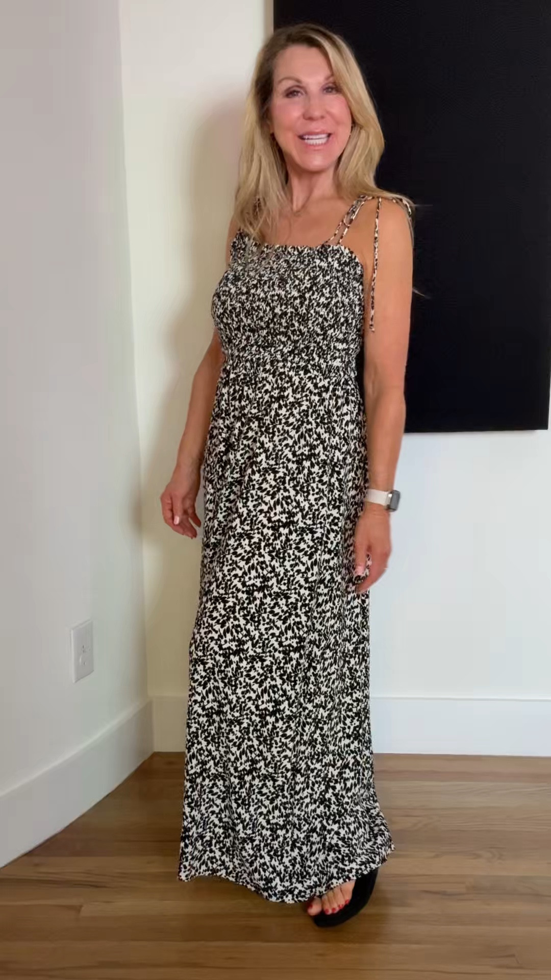 This black and white midi dress will quickly become your favorite grab and go dress! It has a smocked top with straps that tie. It isn’t lined but the fabric has substance and is not at all see through. Would also look adorable with a Jean jacket! 

#LTKOver40 #LTKStyleTip #LTKWedding