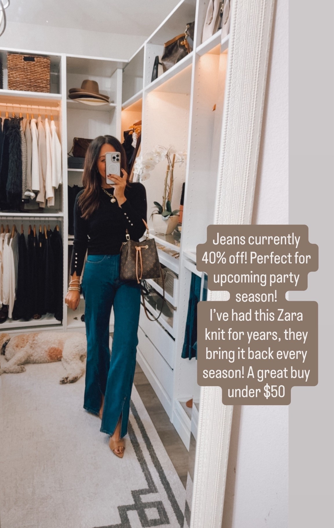 Jeans fit like a dream- and love the front slit perfect for a night out with heels or boots fit TTS wearing in regular length 
Knit top I sized up 1 - wearing a medium 

#LTKOver40 #LTKFallSale #LTKFindsUnder100