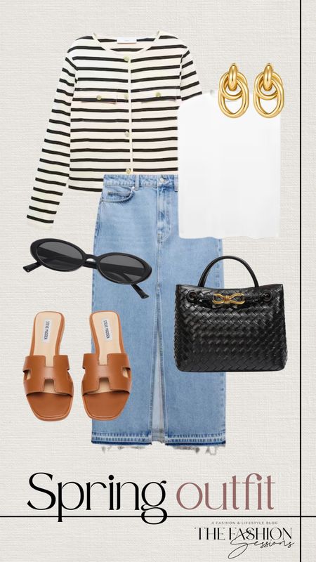 Spring Outfit | Jean skirt | Neutral Spring Outfit Ideas | Women's Outfit | Fashion Over 40 | Forties I Sandals | Gold | Amazon Fashion | Blouse | Workwear | Accessories | The Fashion Sessions | Tracy

#LTKSeasonal #LTKstyletip #LTKover40