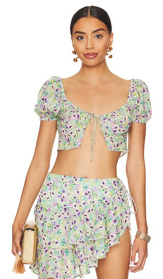 Loma Crop Top in Green Floral | Revolve Clothing (Global)