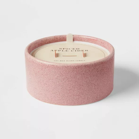 12oz Ceramic Wooden Wick Spiced Apple Cider Red Marsala Candle - Threshold™ | Target