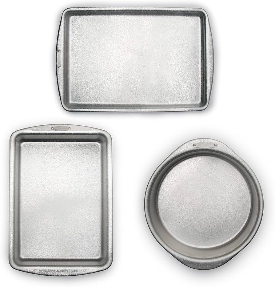 Amazon.com: Doughmakers 40056 Premium Quality Commercial Grade Bakeware, Set of 3 Baking Pans, 10 x 15 sheet, 9 x 13 pan, 9-inch round, Silver, Large: Home & Kitche | Amazon (US)