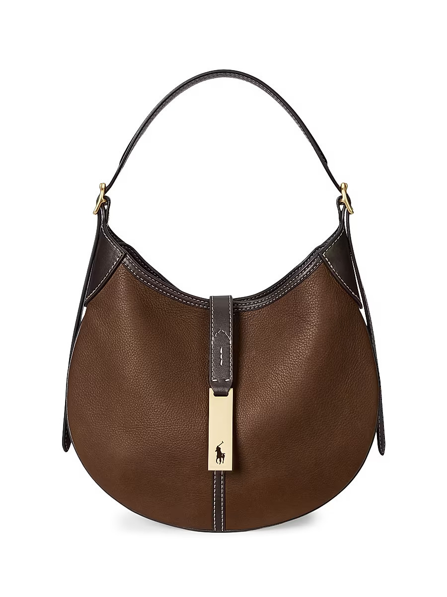 Women's Large Polo ID Leather Shoulder Bag - Luggage And Tobacco | Saks Fifth Avenue