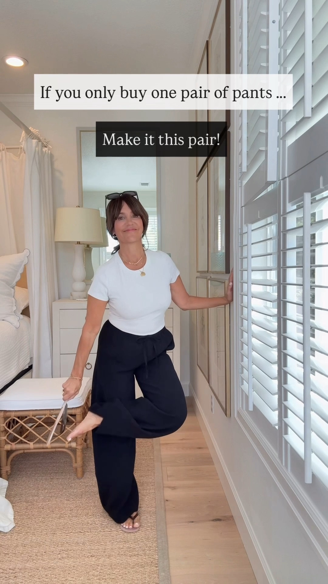 These pants are one of my highest recommendations - everyone needs at least ONE pair (I have 5!! 🤭) Fit runs true to size. I’m wearing size small, short. 

It’s not often you find a pant you can dress up with heels for the office or dinner AND wear with sneakers on an airplane. I NEVER travel without these!

#LTKSeasonal #LTKOver40 #LTKTravel

#LTKgrwm #LTKmomlife #LTKdayinmylife