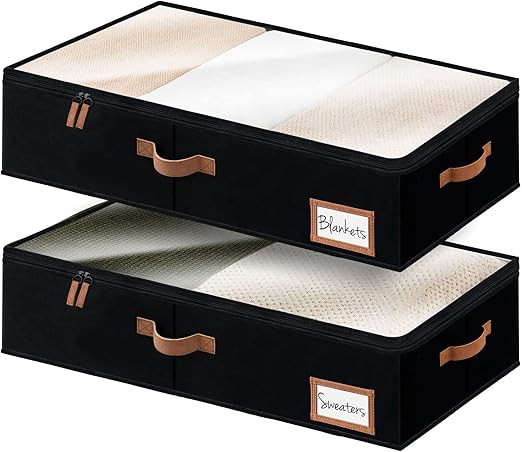 StorageWorks Underbed Storage Bins, Under Bed Storage Containers with Zippers, Closet Organizer f... | Amazon (US)