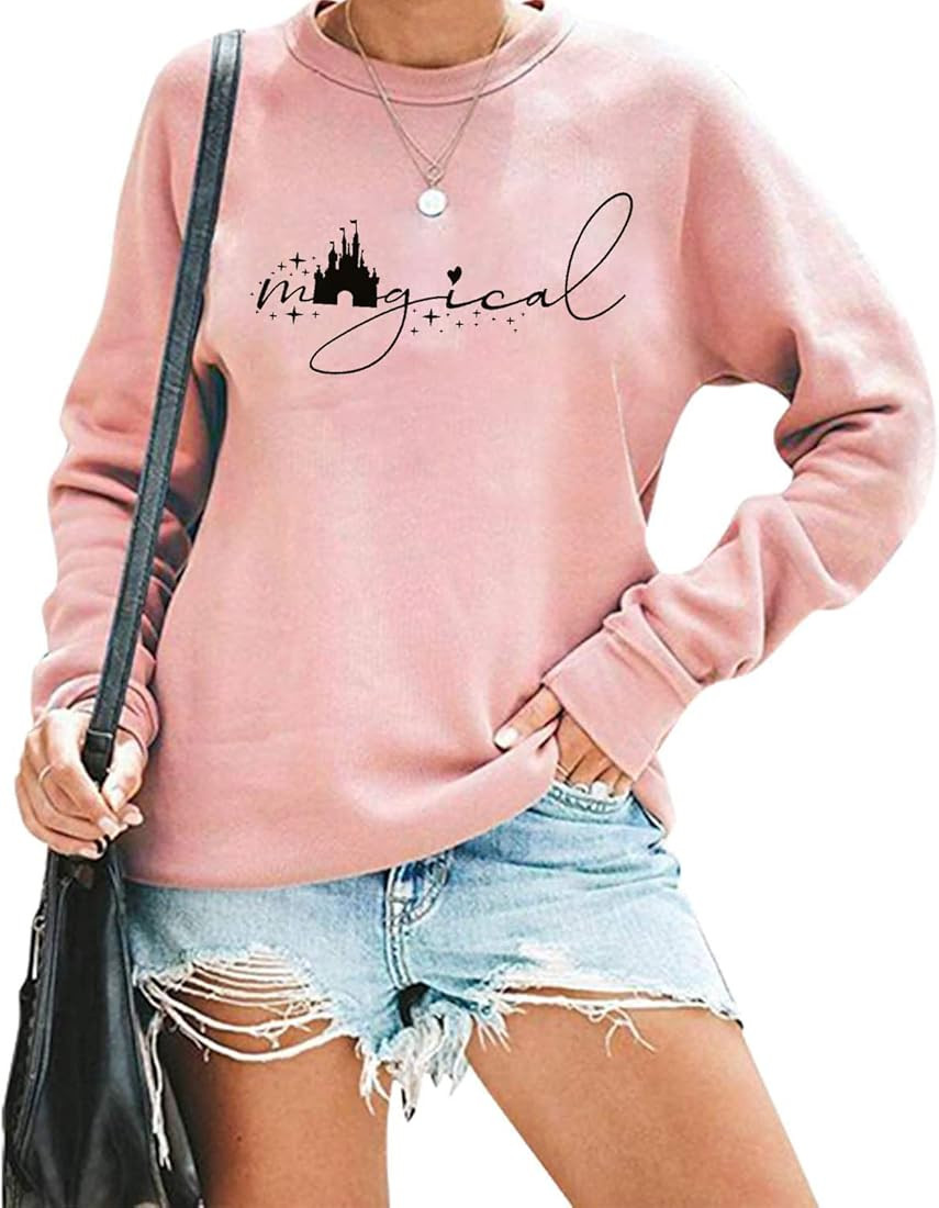 UNIQUENOE Magic Kingdom Sweatshirts For Women Magical Tshirt Family Vacation Tee Castle Graphic S... | Amazon (US)