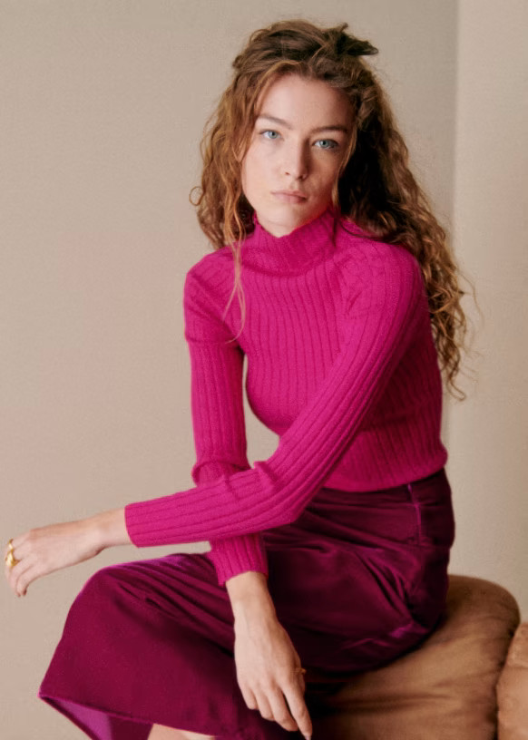 Charly Jumper - Fuchsia Pink - Merino Wool - Sézane | Sezane Paris