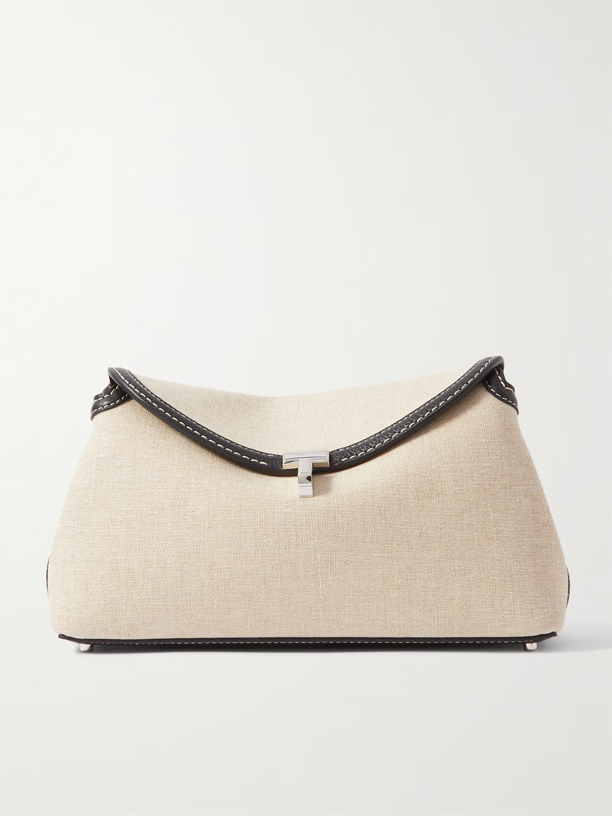 T-Lock leather-trimmed cotton-canvas clutch | NET-A-PORTER (US)