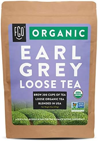 Organic Earl Grey Loose Leaf Tea | Brew 200 Cups | Blended in USA | 16oz/453g Resealable Kraft Ba... | Amazon (US)
