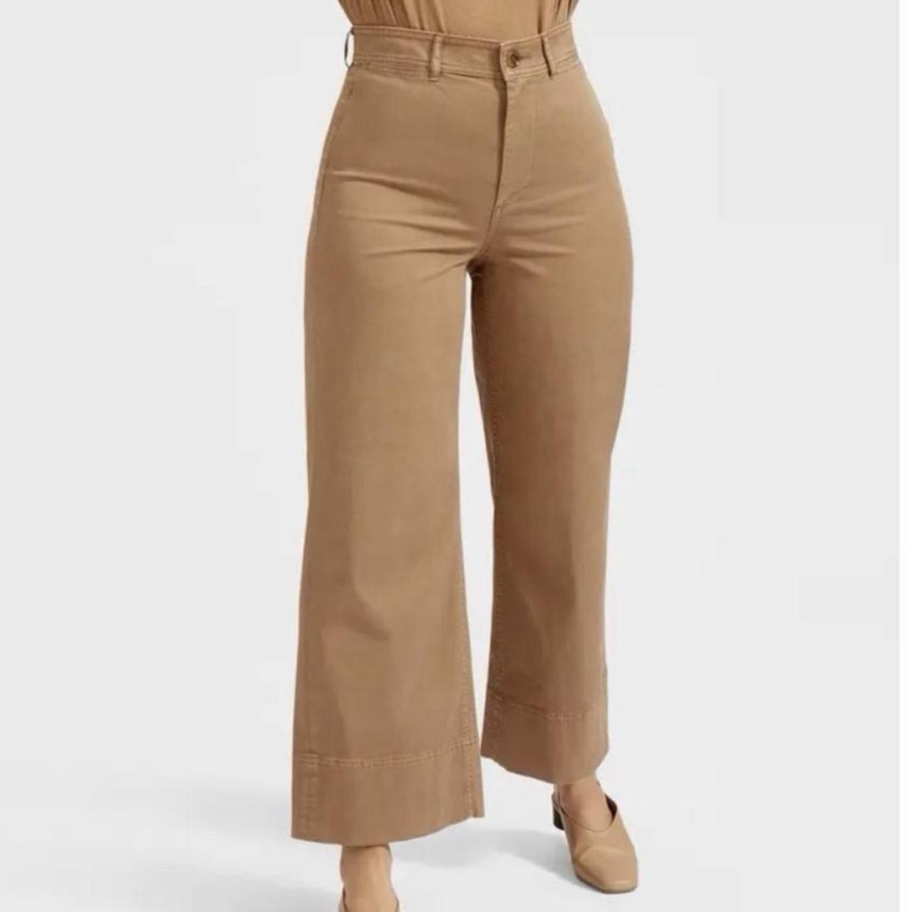 Everlane Women's Wide leg Pants - Tan - 4 | Depop US