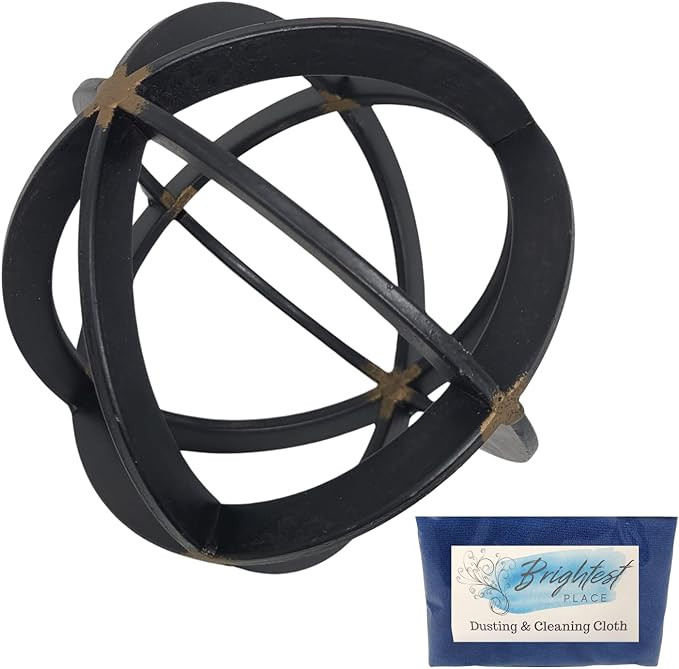 Brightest Place Black & Gold Metal Iron Band Sphere Accent Decor Ball and Microfiber Dusting Clot... | Amazon (US)