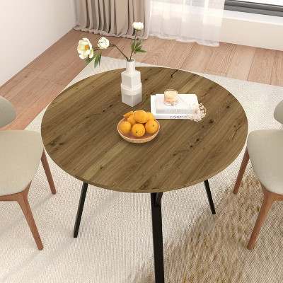 Hooseng Round Dining Table, Mid-Century Modern Round Dining Room Table, Mid-Century Modern Round Coffee Table with Metal Black Legs | Target
