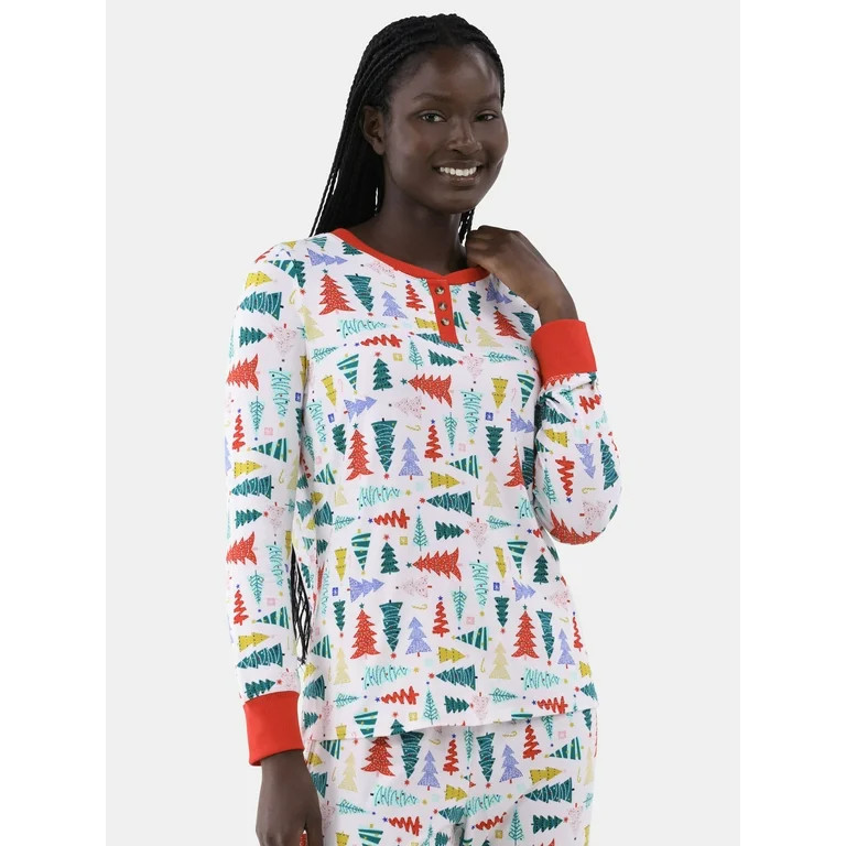 Holiday Time Women's Christmas Tree Pajama Set, 2-Piece, Sizes S-3X | Walmart (US)