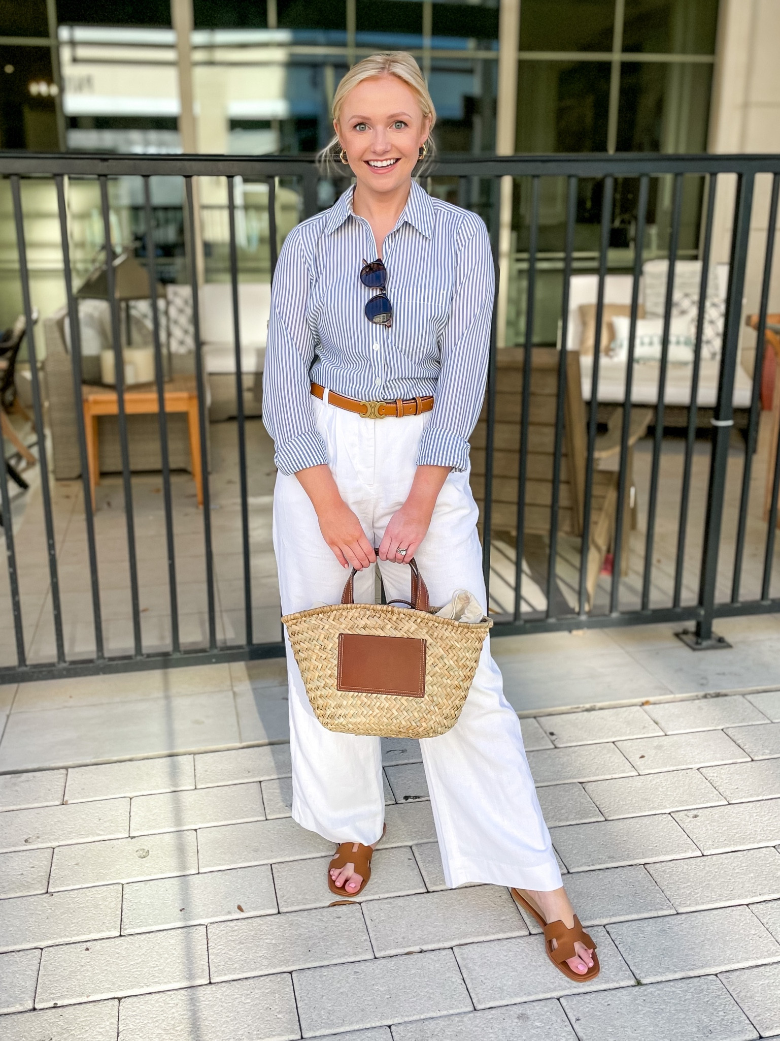 Wearing an XS in top, XS short in pants | coastal style, linen pants, white pants, linen top, seersucker top, seersucker, coastal granddaughter, sandals, brown sandals, spring outfit, summer outfit, vacation outfit 

#LTKstyletip #LTKSeasonal #LTKFind